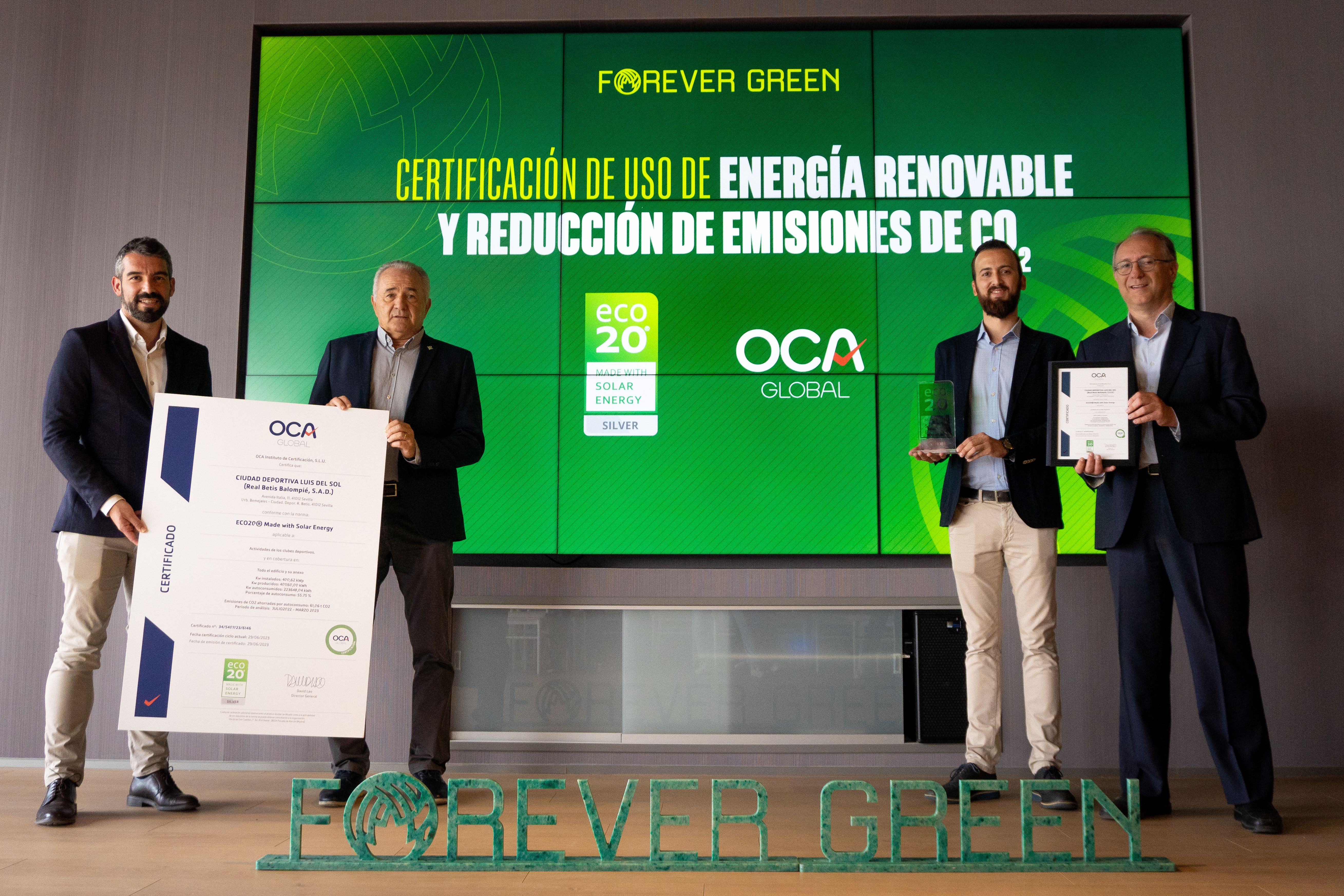 OCA Global certifica al Real Betis Balompié en el Sello ECO20